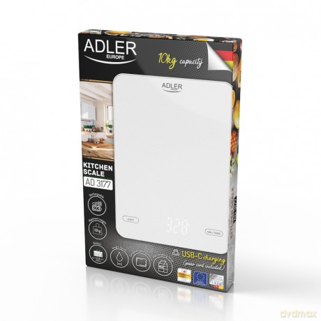 Waga kuchenna 10kg ładowana przez USB Adler AD 3177 white