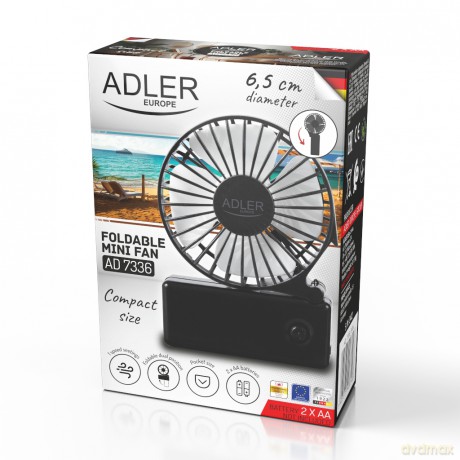 Wentylator przenośny | Składana rączka | Na baterie AA Adler AD 7336