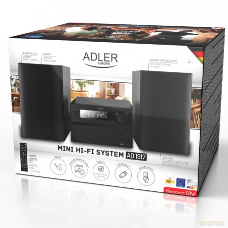 Wieża HI-FI z Bluetooth, CD, USB i radiem FM Adler AD 1917