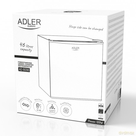 Wolnostojąca lodówka podblatowa 45L | Metalowe drzwi | 6-stopniowa regulacja | Agregatowa | Biała Adler AD 8096 white