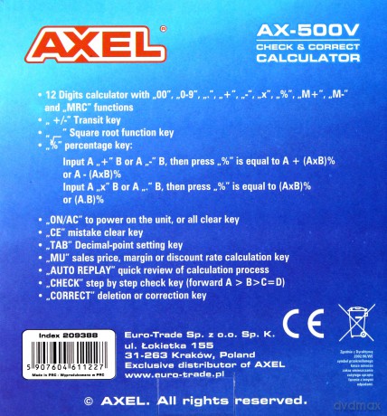 Kalkulator Axel AX-500v