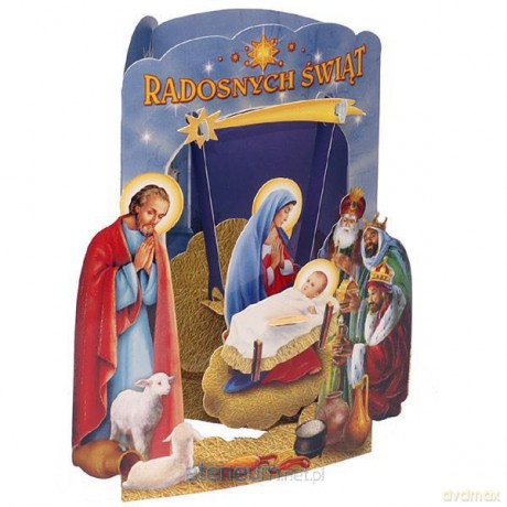 Karnet składany 3D - Radosnych Świąt