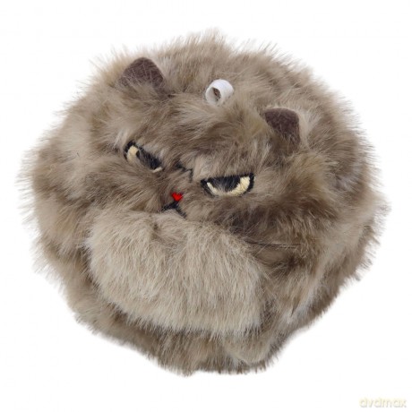 Pluszowy Brązowy Kotek z Kręcącym Ogonkiem Dźwięki Piszczenia Brelok 9 cm - 5905991090397