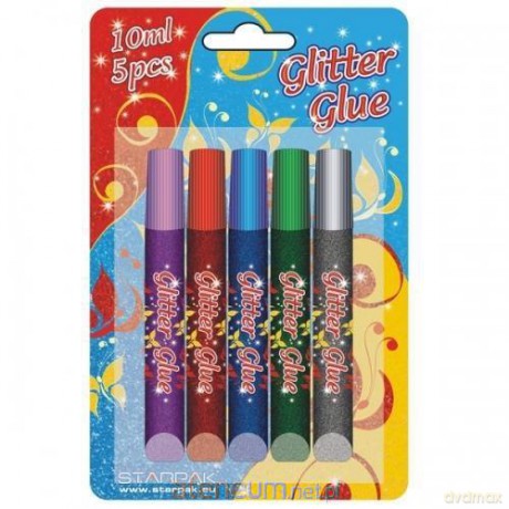 Klej brokatowy 10ml mix kolorów 5 sztuk