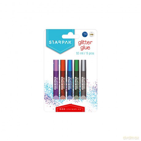 Klej brokatowy 10ml mix kolorów 5 sztuk