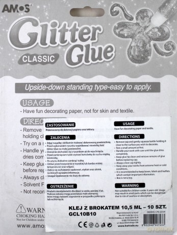 Klej Glitter Glue classic 10 kolorów blister