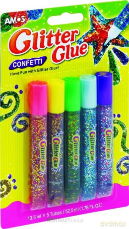 Klej Glitter Glue confetti 5 kolorów blister