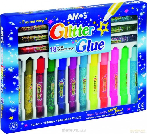 Klej Glitter Glue mix 18 kolorów blister