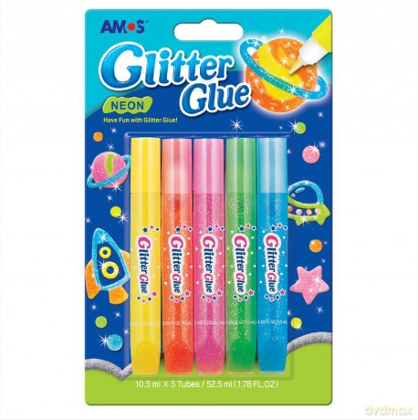 Klej Glitter Glue neonowy 5 kolorów blister