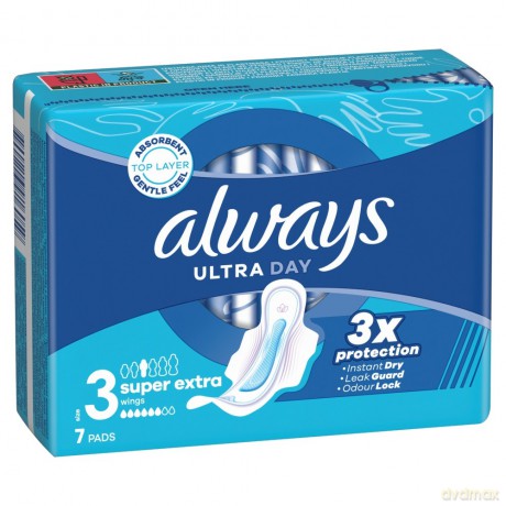 ALWAYS Ultra Podpaski ze skrzydełkami - Super Extra (rozmiar 3) 1 op. - 7 szt.