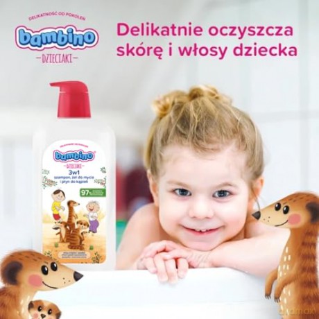 BAMBINO Dzieciaki Szampon żel do mycia i płyn do kąpieli 3w1 Surykatki 1000 ml