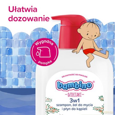 BAMBINO Dzieciaki Szampon żel do mycia i płyn do kąpieli 3w1 Surykatki 1000 ml