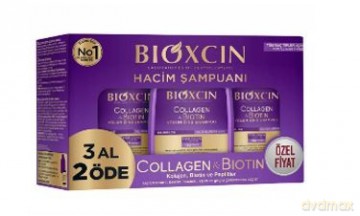 BIOXCIN Collagen&Biotin Zestaw szamponów do włosów cienkich i przerzedzających się 3 x 300 ml