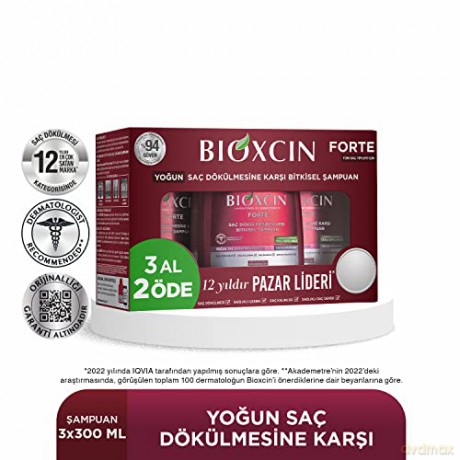 BIOXCIN Forte Zestaw szamponów do włosów ziołowych 3 x 300 ml