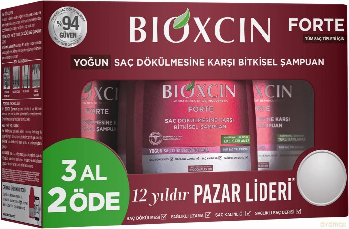 BIOXCIN Forte Zestaw szamponów do włosów ziołowych 3 x 300 ml