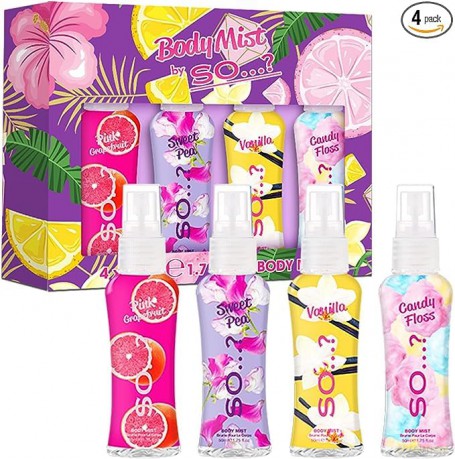 BODY MIST by So...? Zestaw Mgiełki do ciała Pink Grapefruit, Vanilla, Candy Floss, Sweet Pea 4 x 50ml