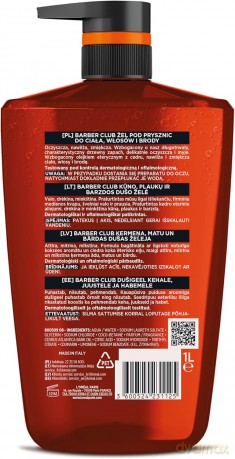 LOREAL Men Expert Barber Club Żel pod prysznic do ciała,włosów i brody 1000 ml