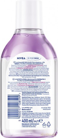 NIVEA Luminous Skin Glow Płyn micelarny z 5% serum 400 ml