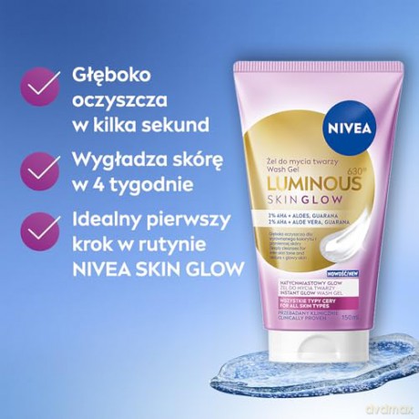 NIVEA Luminous Skin Glow Żel do mycia twarzy z aloesem i guaraną 150 ml