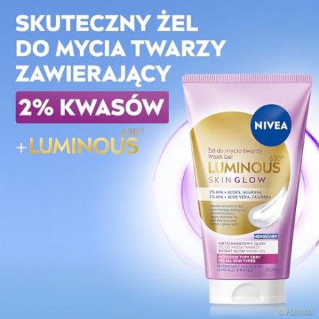 NIVEA Luminous Skin Glow Żel do mycia twarzy z aloesem i guaraną 150 ml