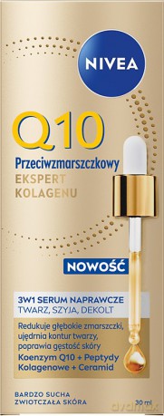 NIVEA Q10 Przeciwzmarszczkowy Ekspert Kolagenu Serum naprawcze do twarzy szyi dekoltu 30 ml