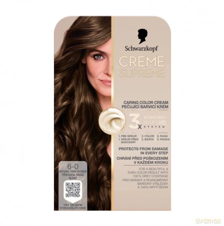 SCHWARZKOPF Creme Supreme Farba do włosów odcień 6-0 Natural Light Brown