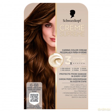 SCHWARZKOPF Creme Supreme Farba do włosów odcień 6-68 Light Caramel Brown