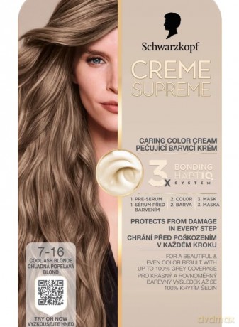 SCHWARZKOPF Creme Supreme Farba do włosów odcień 7-16 Coll Ash Dark Blonde