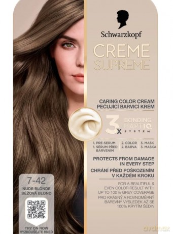 SCHWARZKOPF Creme Supreme Farba do włosów odcień 7-42 Cool Ash Light Blonde
