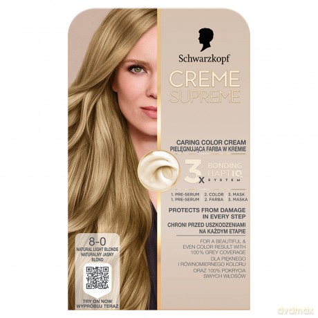 SCHWARZKOPF Creme Supreme Farba do włosów odcień 8-0 Natural Blonde