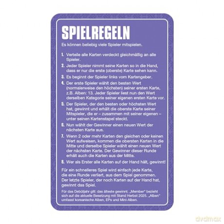 K-Pop Card Game Top Trumps German Version