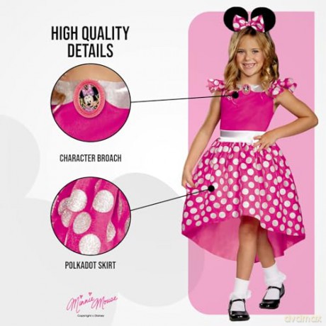 Disguise Mickey Mouse Childrenâs Pink Minnie Mouse Costume (3T-4T)