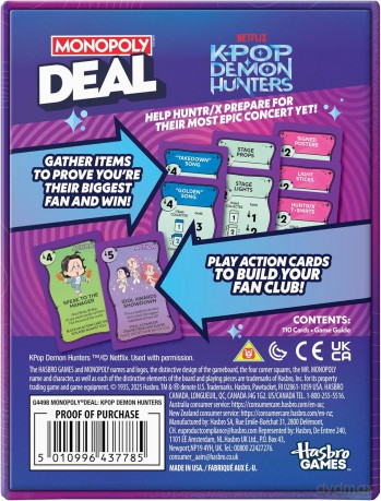 Kpop Demon Hunters Monopoly Deal /Boardgame [GRA PLANSZOWA]