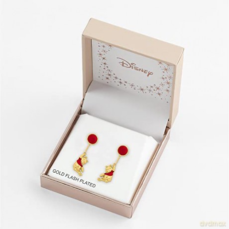 PH - Brass Yg Plt Winnie The Pooh Red And Floating Balloon Drop Earrings