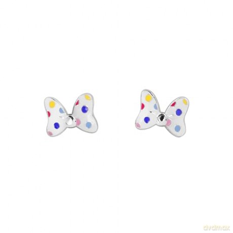 PH - Sterling Silver 925 Minnie Mouse Enamel Fill Polka Dot Bow Tie Earrings