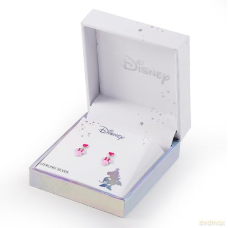 PH - Sterling Silver 925 Minnie Mouse Pink Enamel Fill Love Heart Drop Earrings