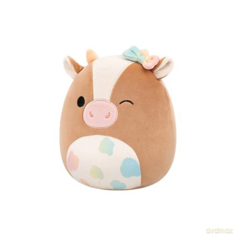 Squishmallows - 8'' - (Griella - Winking Brown Cow W/Rainbow Spotted Belly And Bow
