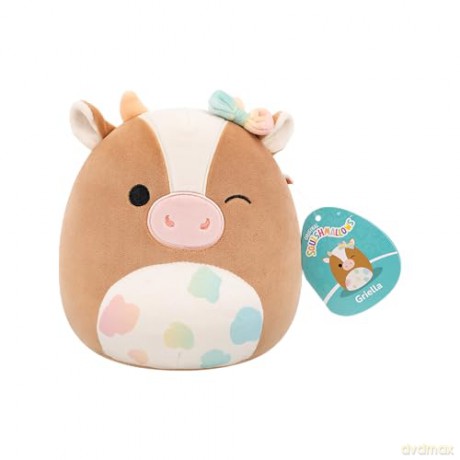 Squishmallows - 8'' - (Griella - Winking Brown Cow W/Rainbow Spotted Belly And Bow
