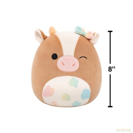 Squishmallows - 8'' - (Griella - Winking Brown Cow W/Rainbow Spotted Belly And Bow