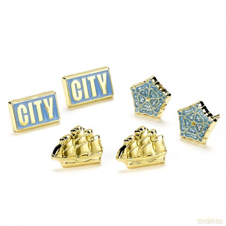 Manchester City: Manchester City Football Club Set Of Three Stud Earrings