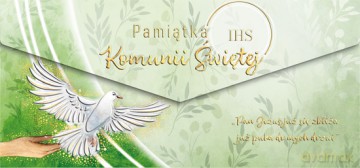 Koperta na pieniądze Komunia Gołąb na dłoni