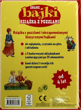 Książka z puzlami - Znane bajki. 5 układanek [KSIĄŻKA]