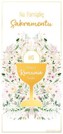 Pudełko pamiątkowe DL Komunia Kielich w kwiatach