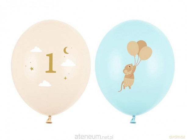 Balony Myszki z cyferką 1 Light Blue 30 cm 50szt