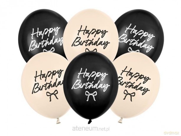 Balony Strong Happy Birthday Kokardki 30 cm 6szt