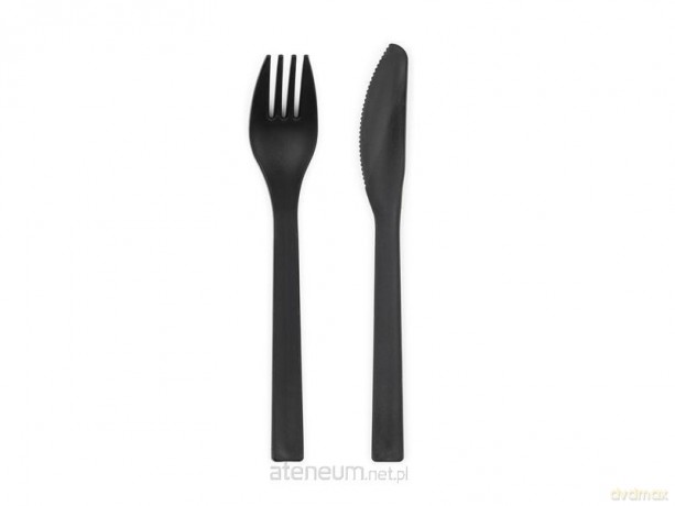 Sztućce plastikowe czarne 18-18.5 cm 12szt