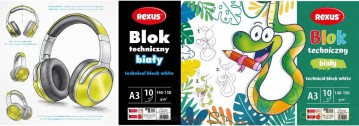 Blok techniczny biały A3/10K mix