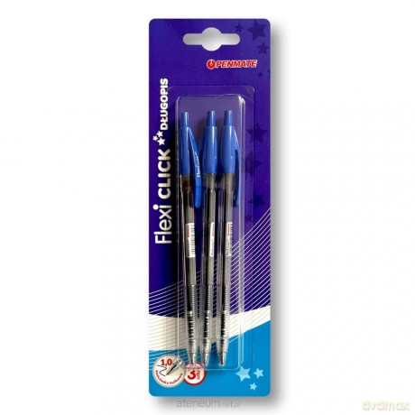 Długopis Flexi Clic niebieski 3szt