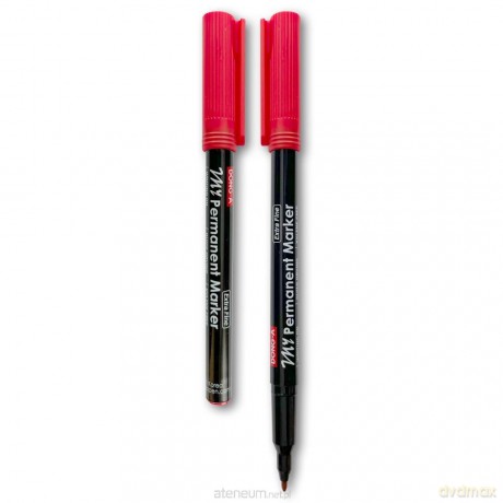Marker permanentny 0,9mm czerwony (12 szt)
