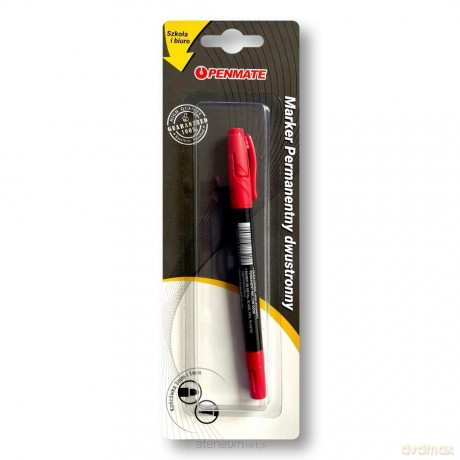Marker permanentny dwustronny czerwony